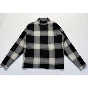Premise Sweater Womens Medium Multicolor Plaid Rayon Tight Knit Mock Neck Winter